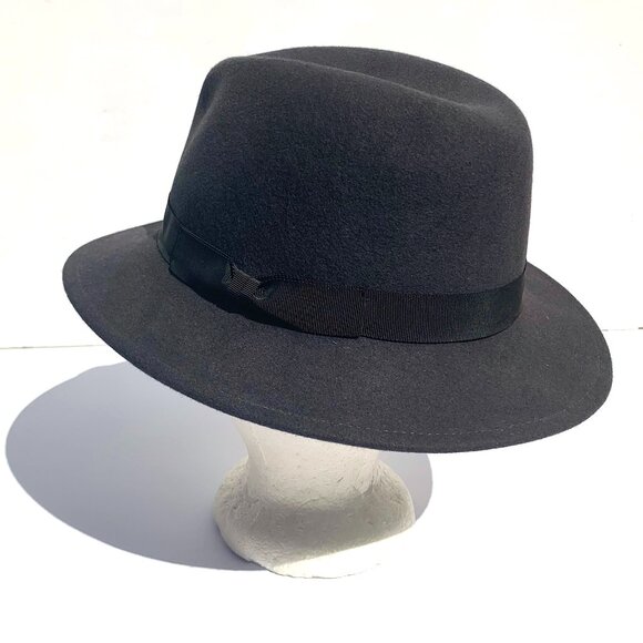 VTG Men’s Makins Felt Fedora Barney’s New York, Gray, Grosgrain Ribbon, Sz Large - Picture 3 of 7